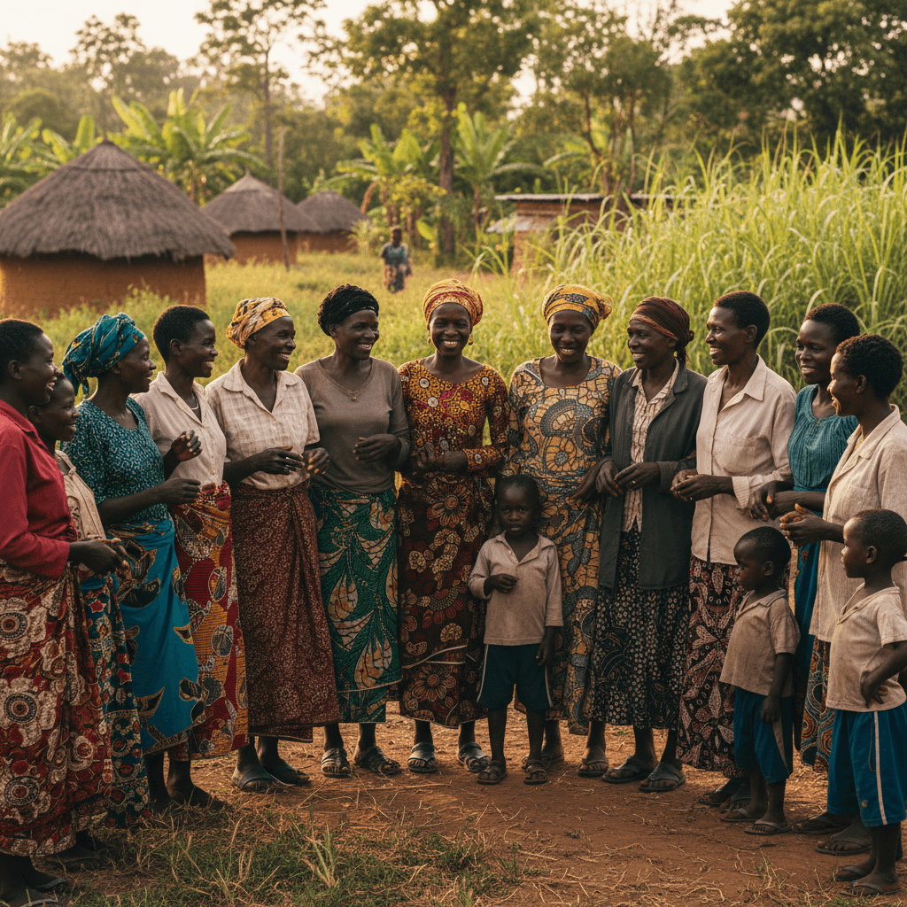 Community members gathering together in unity