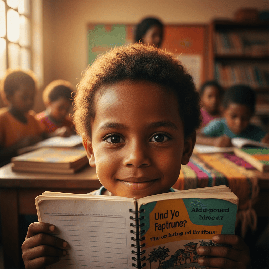 Child's hopeful expression during educational moment