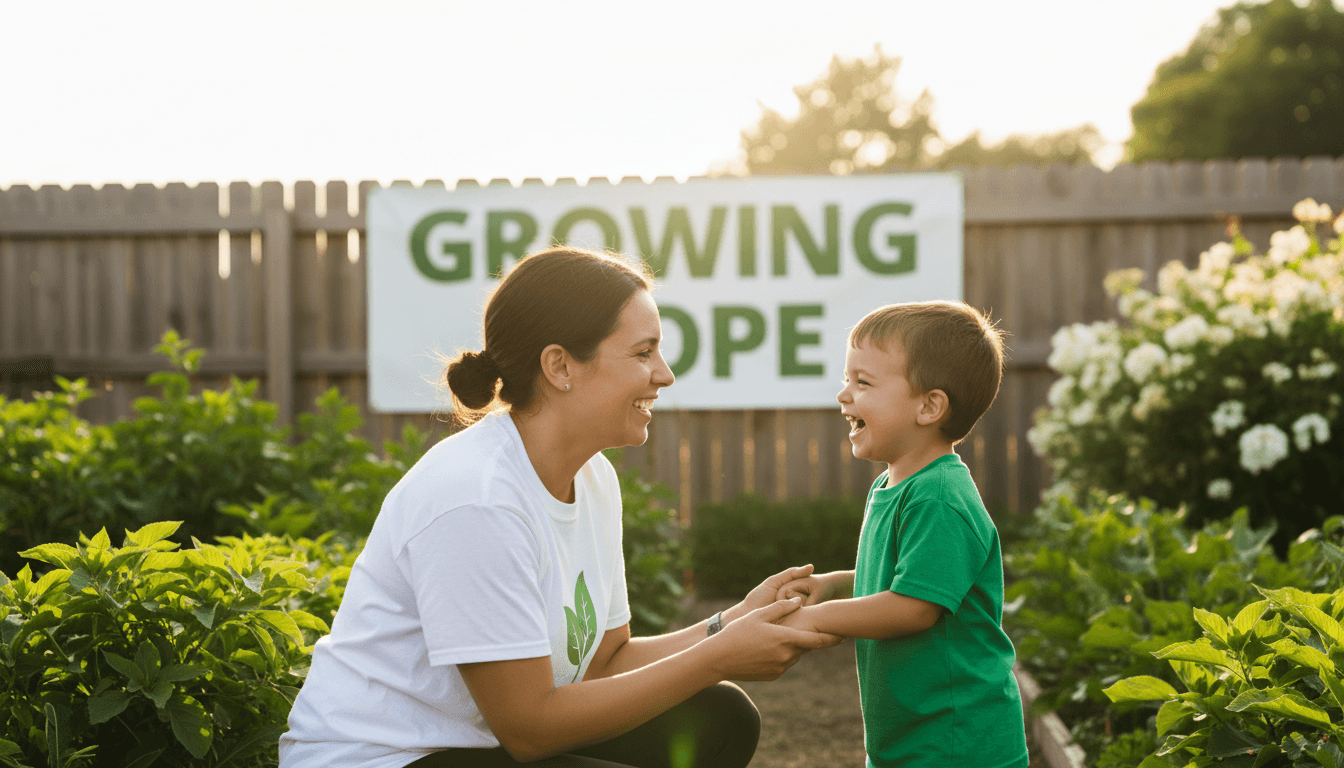 Volunteer helping a child