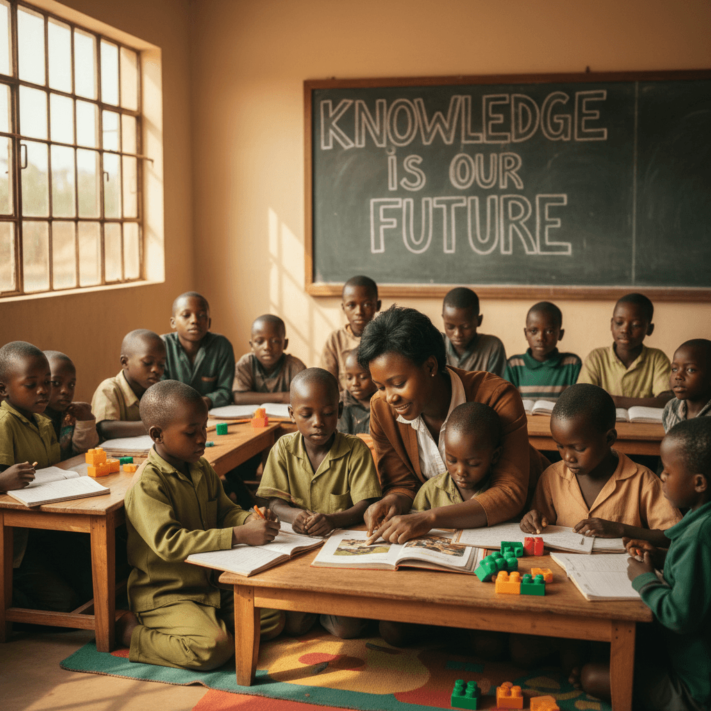 Children learning in school with educational materials