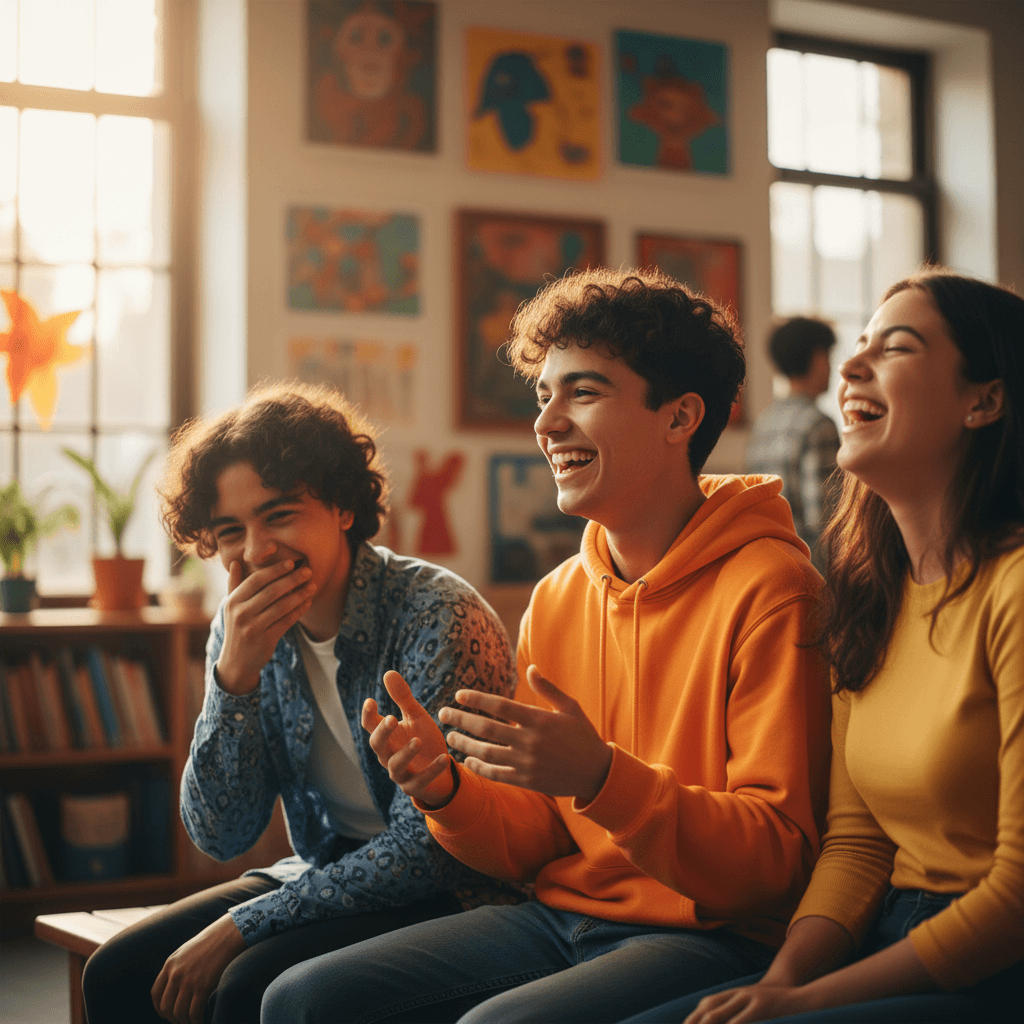 Youth participants sharing a moment of connection and laughter together