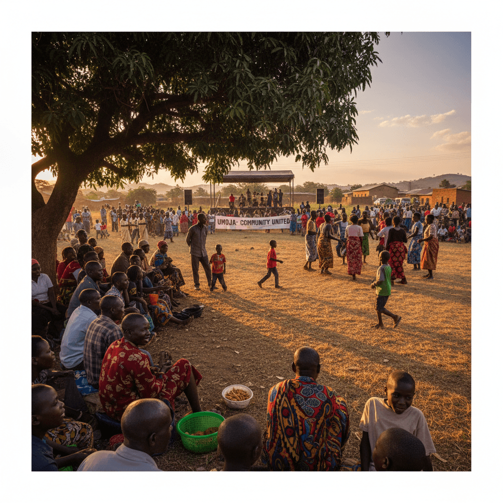 Community members gathered for outreach event in Zambia