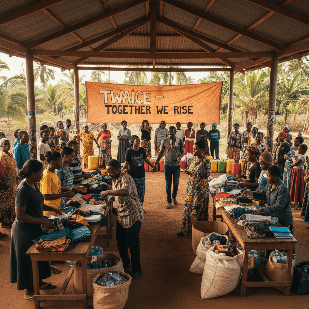 Volunteers and community members working together on relief initiatives
