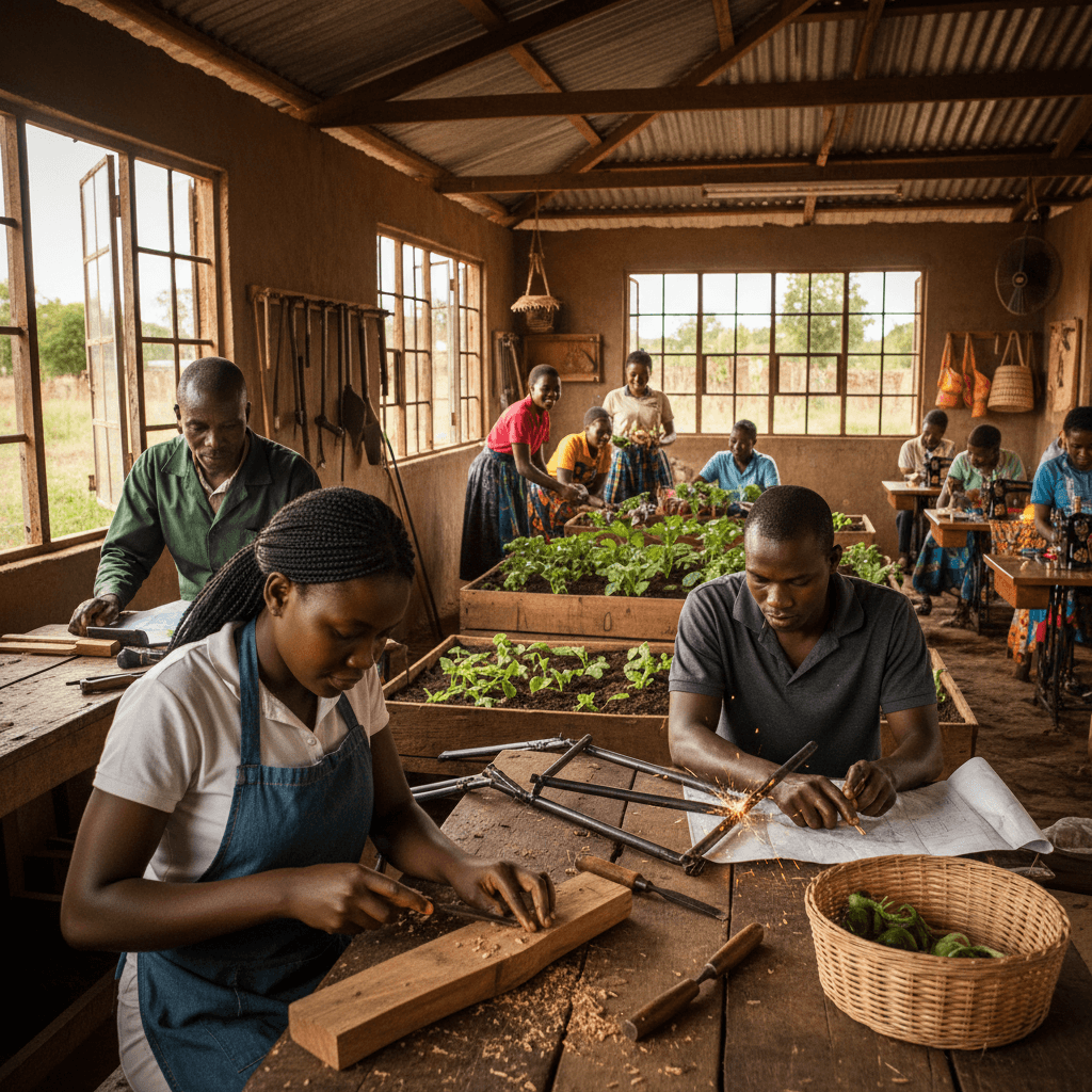 Young people training in vocational skills